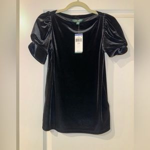 NWT Lauren black velvet blouse size XS